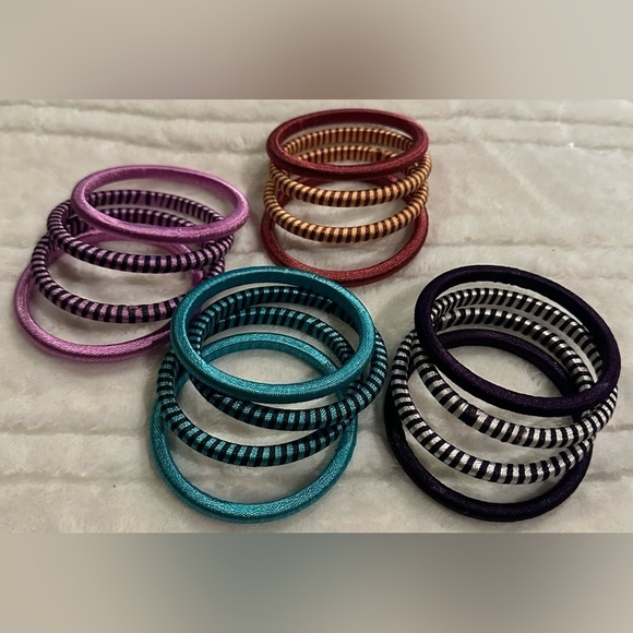 Cord covered bangle bracelet set - medium size - set of 4.  Choose your colors - Picture 1 of 5